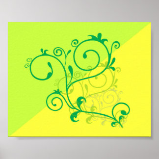Free-Floral-Graphics.jpg Lemon Lime digital swirls Poster