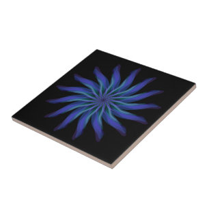 Free Flowing Floral Gorgeous Green Blue Purple    Ceramic Tile