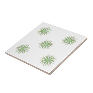 Free Flowing Floral Green Gray Brown Leaves Art Ceramic Tile