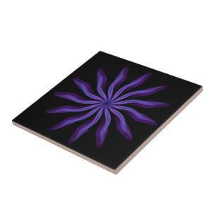 Free Flowing Floral Pretty In Purple Leaf Art Ceramic Tile
