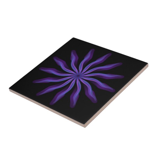 Free Flowing Floral Pretty In Purple Leaf Art Ceramic Tile (Side)