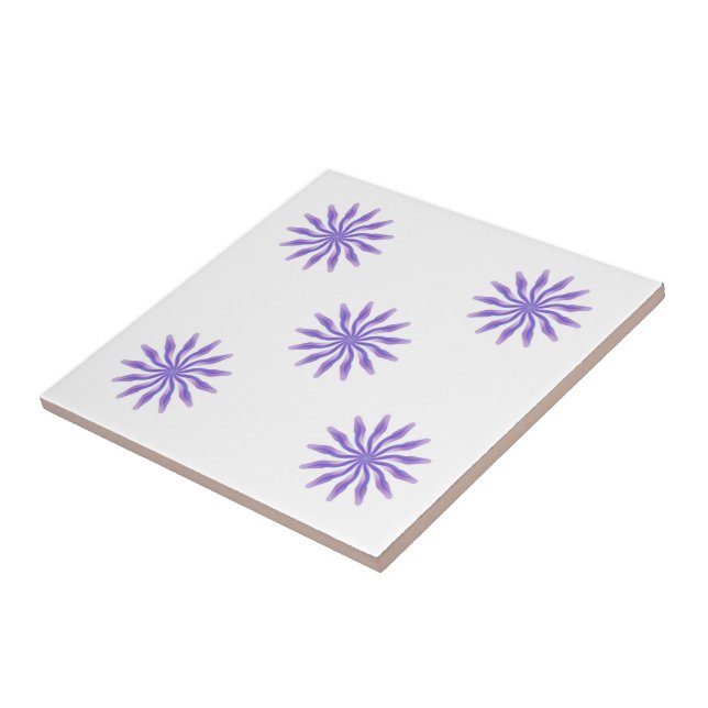 Free Flowing Floral Pretty In Purple Leaf Art Ceramic Tile (Side)