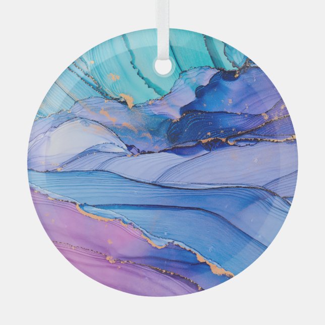 Free-flowing textures, luxury abstract art. glass ornament (Front)