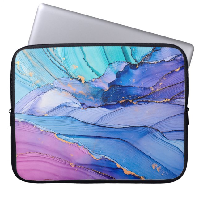 Free-flowing textures, luxury abstract art. laptop sleeve (Front)