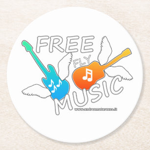 Free Fly Music Round Paper Coaster