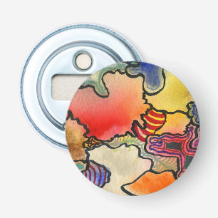 Free form abstract cool & hot color cells art bottle opener