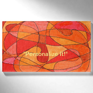 Free form organic design in red, orange & pink name tag