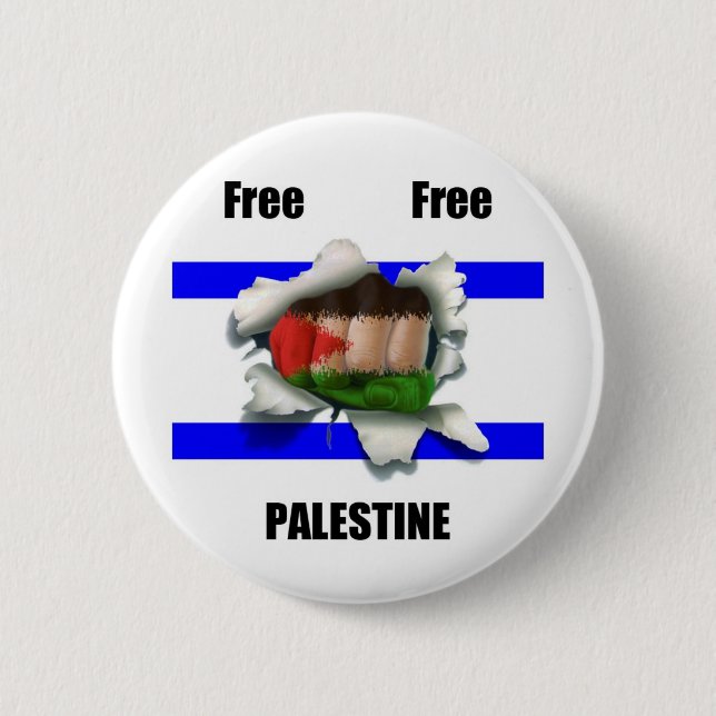 Free Free Palestine Pinback Button (Front)
