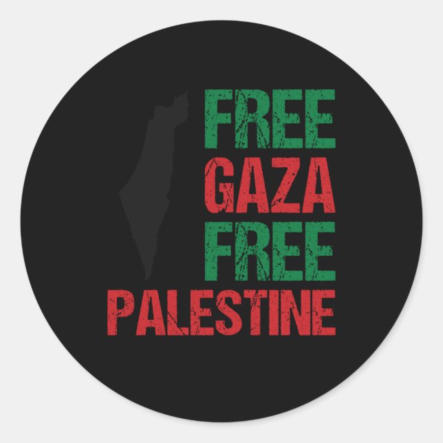 Free Gaza Free Palestine Classic Round Sticker (Front)