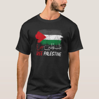 Free Gaza Free Palestine Flag Arabic Human Rights T-Shirt