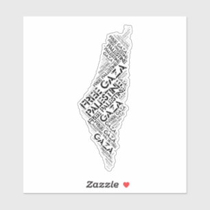 Free Gaza Free Palestine Map Cloud Word Sticker