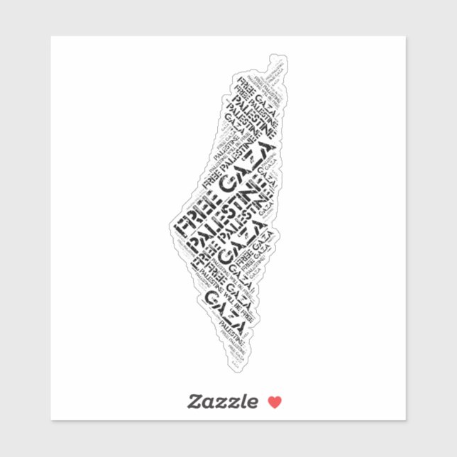 Free Gaza Free Palestine Map Cloud Word Sticker (Sheet)