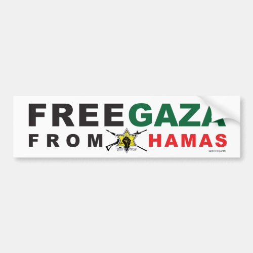 Free Gaza From Hamas Bumper Sticker White