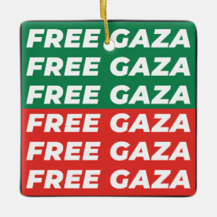 Free Gaza - Palestine Flag Colors Ceramic Ornament