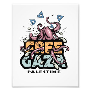 Free Gaza Palestine - Octopus Illustration Photo Print