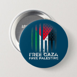 Free Gaza Palestine Vintage Flag Palestinian Button