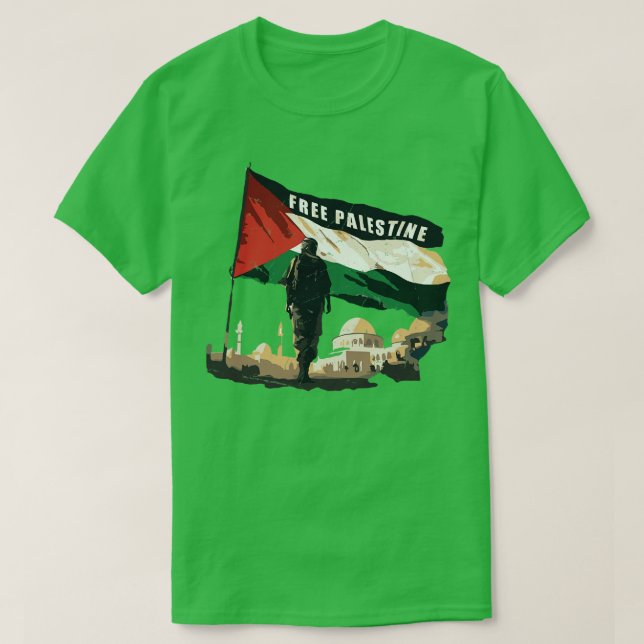 Free Gaza Retro Palestine flag T-Shirt (Design Front)
