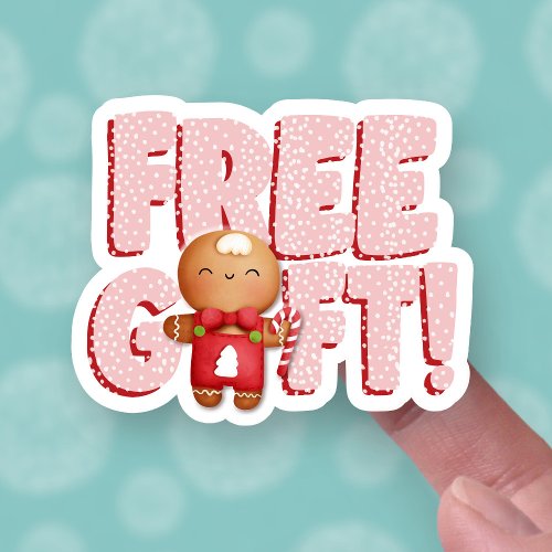 Free Gift Cute Christmas Gingerbread Man Business Sticker
