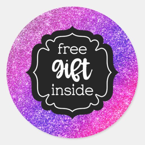 Free gift inside glitter label stickers