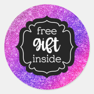 Free gift inside glitter label stickers