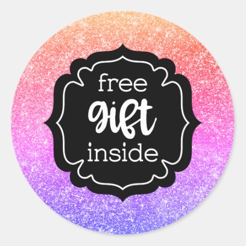 Free gift inside glitter label stickers