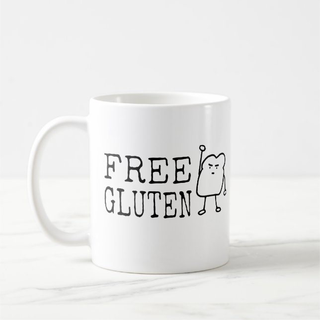 FREE GLUTEN Diet Humor Celiac Parody Funny Quote Coffee Mug (Left)