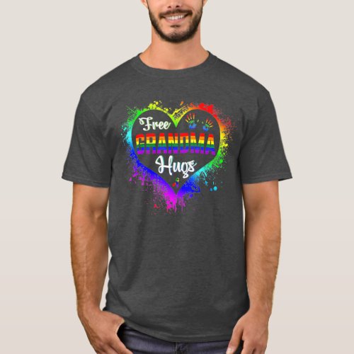 Free Grandma Hugs LBGT Heart Rainbow Gay Pride T_Shirt