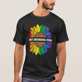 Free Grandma Hugs Lgbt Daisy Rainbow Flower Hippie T-Shirt