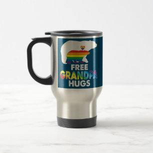 Free Grandpa Hugs Rainbow Bear LGBT Pride Gay Travel Mug
