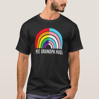 Free Grandpa Hugs Rainbow Transgender Flag Lgbtq G T-Shirt
