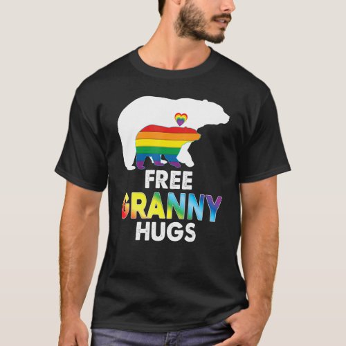 Free Granny Hugs Rainbow Bear Lgbt Pride Gay Lesbi T_Shirt