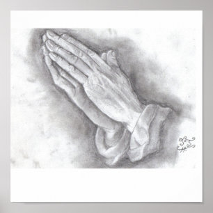 free hand drawn praying hands poster