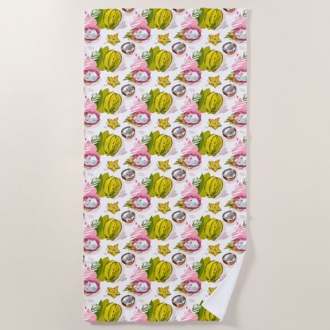 Free Hand Textured Fruit Pattern Beach Towel (Front)