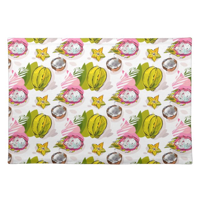 Free Hand Textured Fruit Pattern Cloth Placemat (Front)
