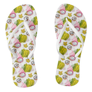 Free Hand Textured Fruit Pattern Flip Flops