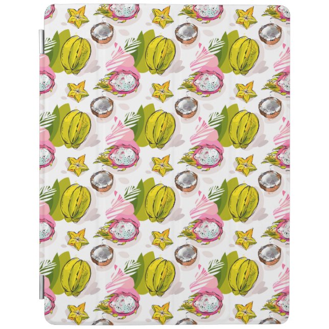 Free Hand Textured Fruit Pattern iPad Smart Cover (Front)