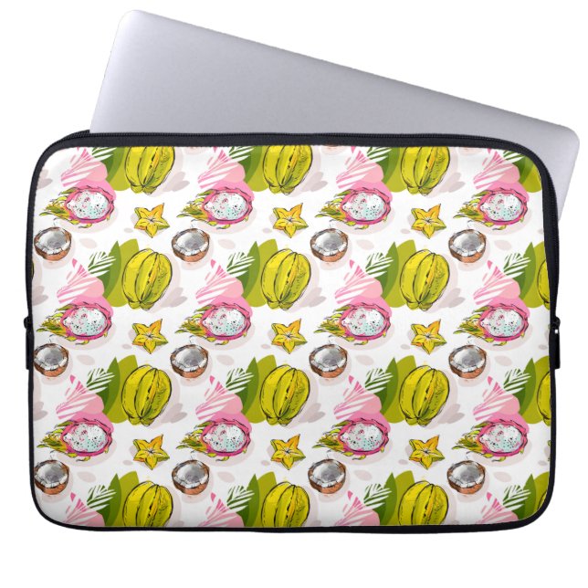 Free Hand Textured Fruit Pattern Laptop Sleeve (Front)