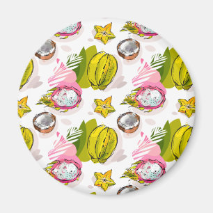 Free Hand Textured Fruit Pattern Magnet