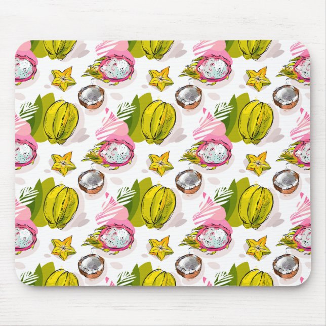 Free Hand Textured Fruit Pattern Mouse Pad (Front)