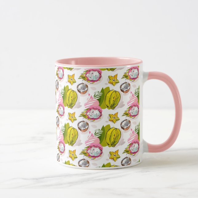 Free Hand Textured Fruit Pattern Mug (Right)