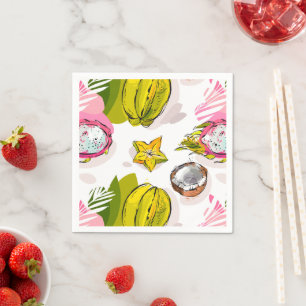 Free Hand Textured Fruit Pattern Napkins
