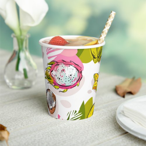 Free Hand Textured Fruit Pattern Paper Cups