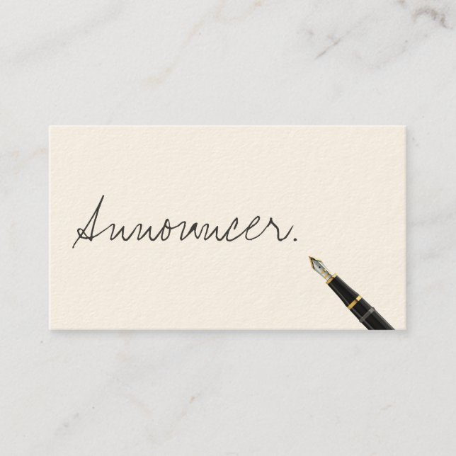 Free Handwriting Script Announcer Business Card (Front)