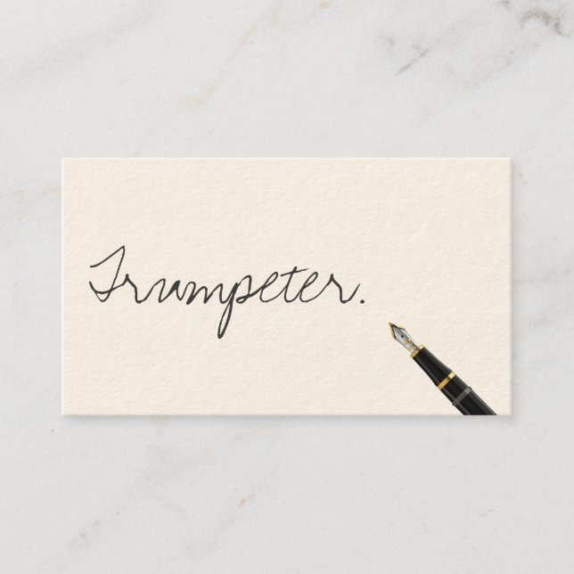 Free Handwriting Script Trumpeter Business Card (Front)
