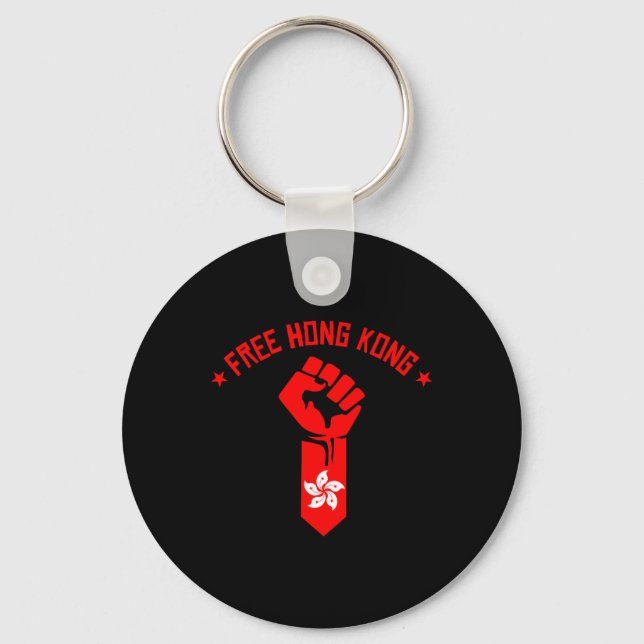 Free Hong Kong - Resist Fist With Hong Kong Flag  Keychain (Front)