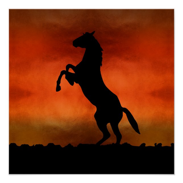 Free Horse At Sunset Poster (Front)