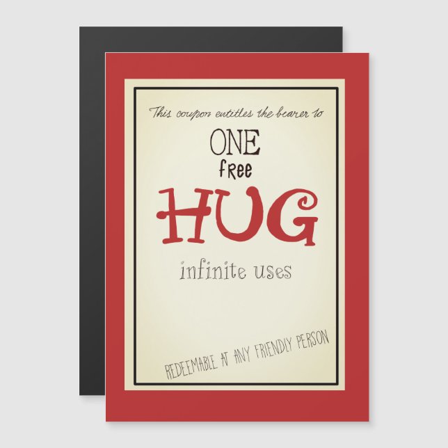 free hug coupon, magnetic invitation (Front/Back)