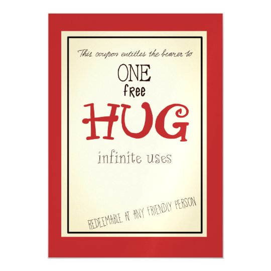 free hug coupon, invitation