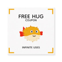 Free hug coupon with Puffy the pufferfish
