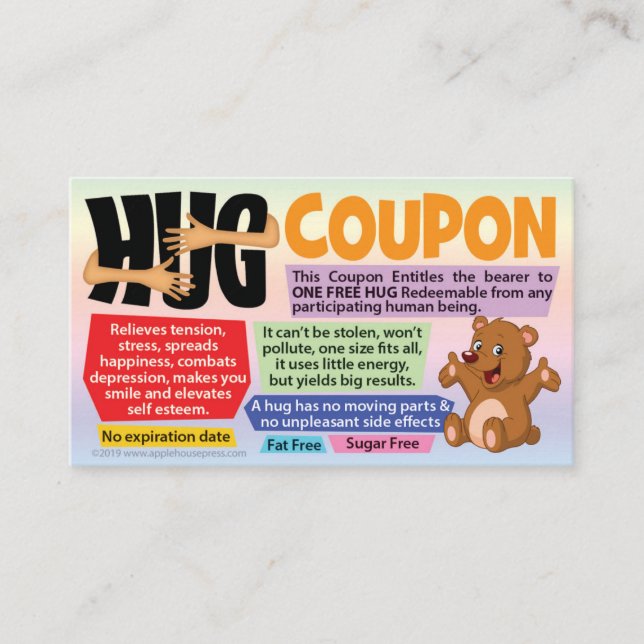 Free Hug Coupons - Gift for Wife, Husband, Kids Calling Card (Front)